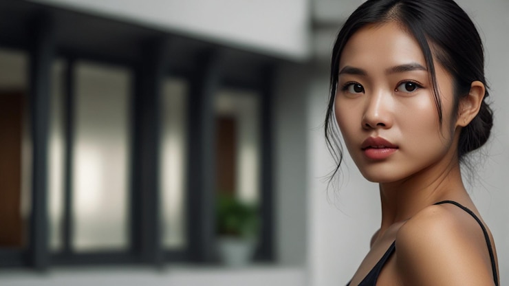Photo a woman in a black dress with a black top and a black top