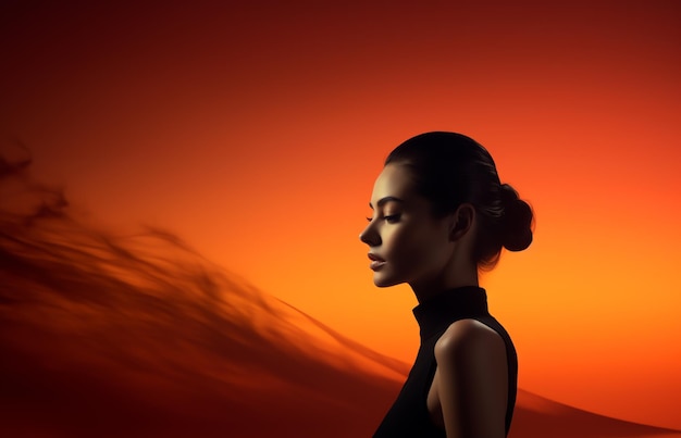 A woman in a black dress