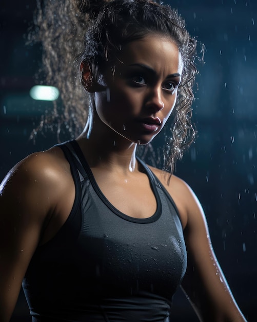 Photo a woman in a black tank top with the word 