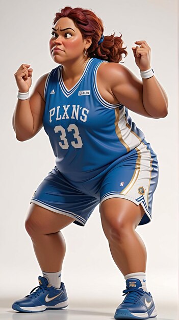 Foto una donna in un'uniforme blu da basket sta posando per una foto