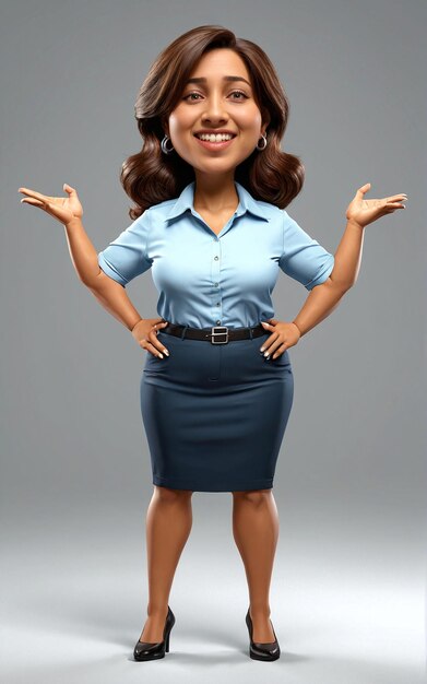 Photo a woman in a blue shirt and skirt