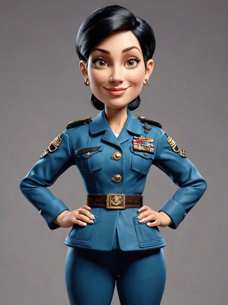 a woman in a blue uniform