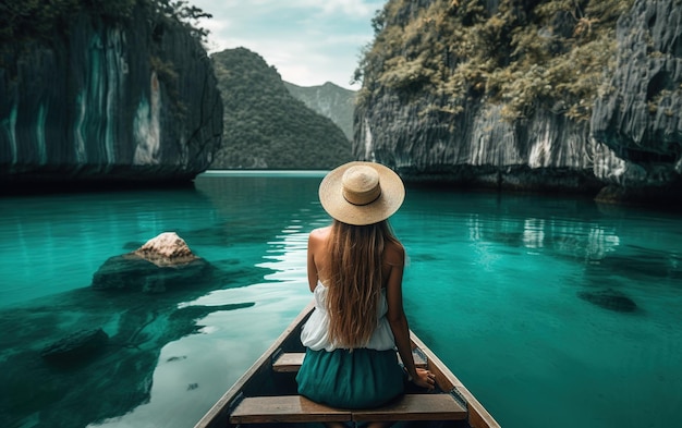 タイのボートの女性