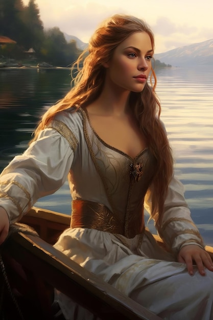 Женщина в лодке на воде