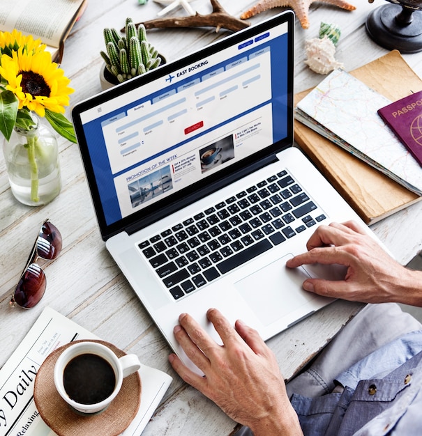 Woman booking ticket online