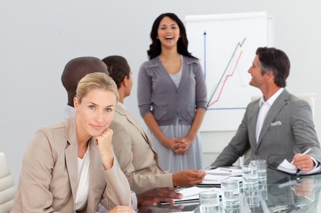 woman bored at a presentation