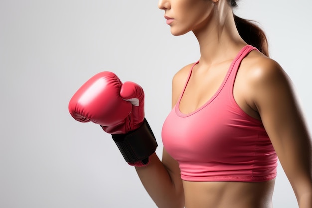 女性ボクサーが乳がんに対してノーを表明乳がん啓発月間
