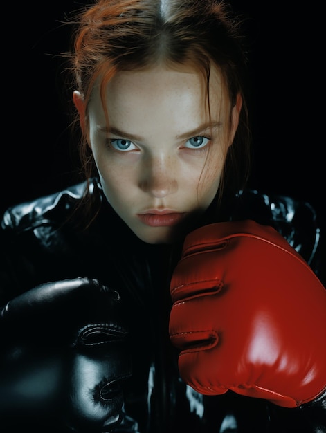 woman boxer wearing gloves female boxer wearing gloves