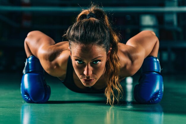 Woman on boxing training