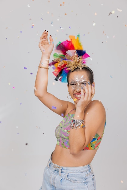 Woman in brazilian carnival with tiara on her head