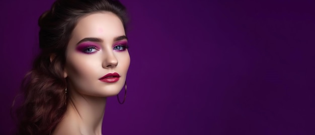 Woman bright makeup banner Generate Ai