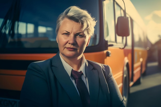 Woman bus driver City female working Generate Ai