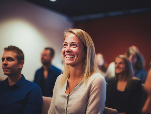 woman in a business meeting leading with confidence