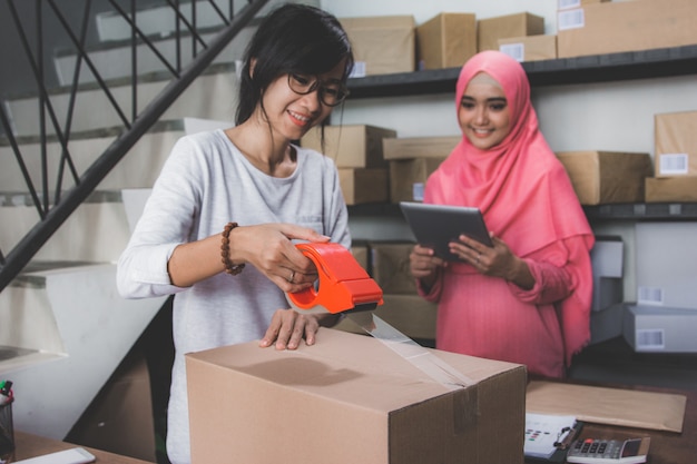 Woman business partner in small office