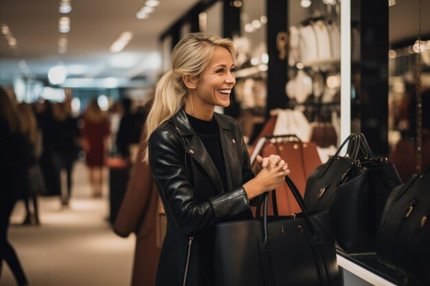 Woman buying a black bag