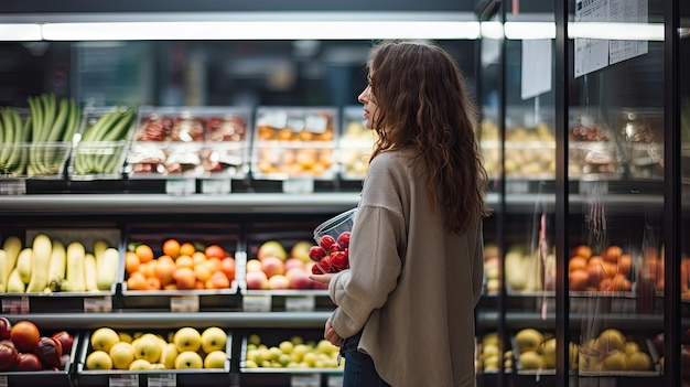 woman buying fruit at the supermarket Grocery shopping