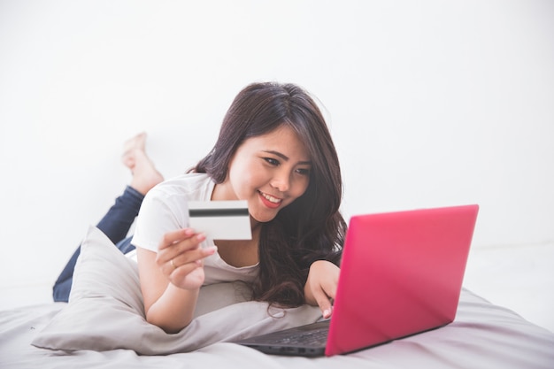 Woman buying things online