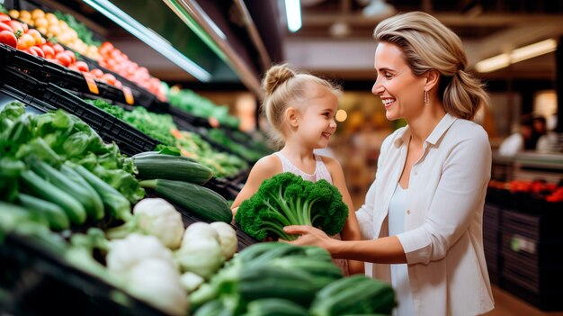 Woman buying vegetables for kid