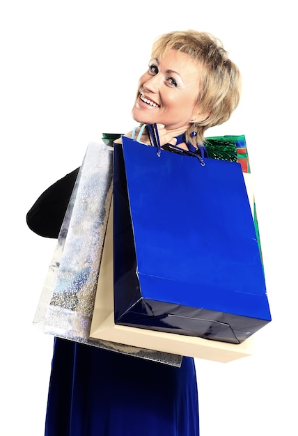  woman in a campaign behind purchases.