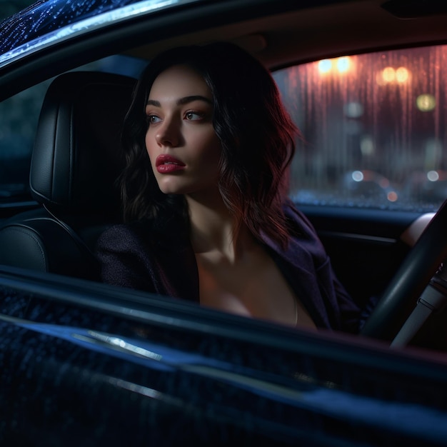 Женщина в машине с опущенным окном
