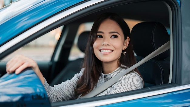 車に乗った女性