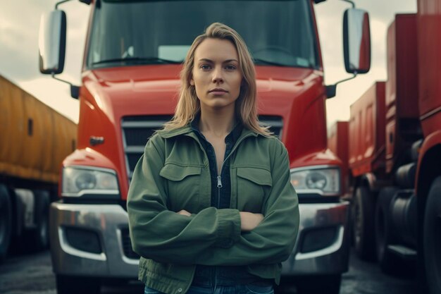 woman cargo carrier standing at work