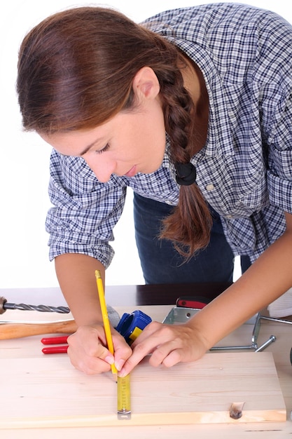 Woman carpenter at work