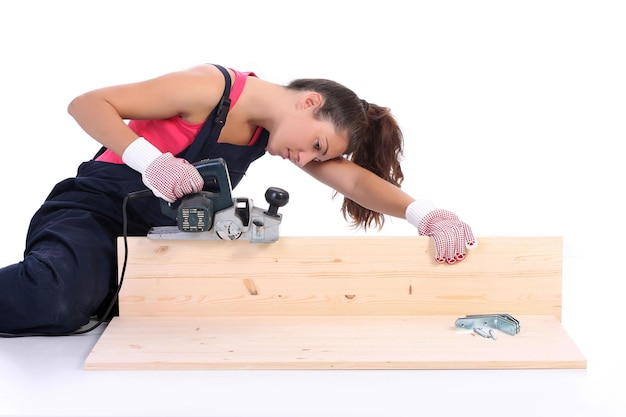 Woman carpenter at work