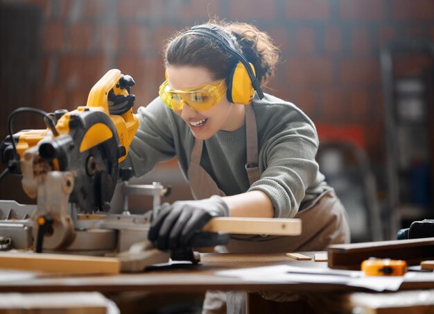 Woman carpenter in workshop