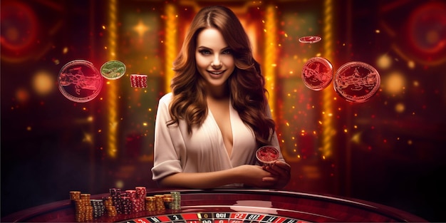 woman casino slots background