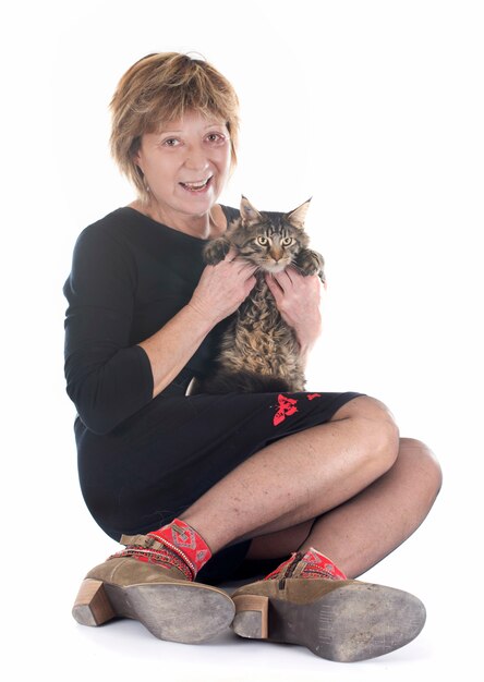 woman and cat