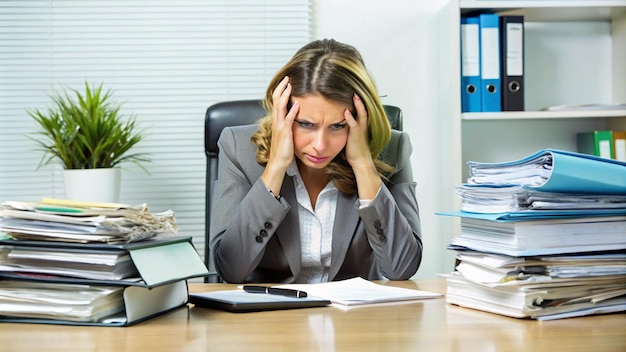 a woman in a chair with her head in her hand and her head on her head