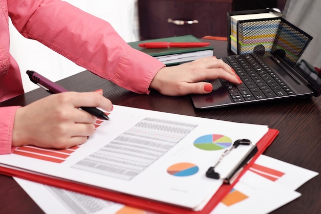 Woman checking budget