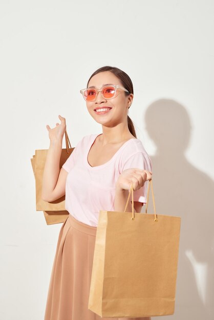 Woman cheerful shopping in Holiday at mall