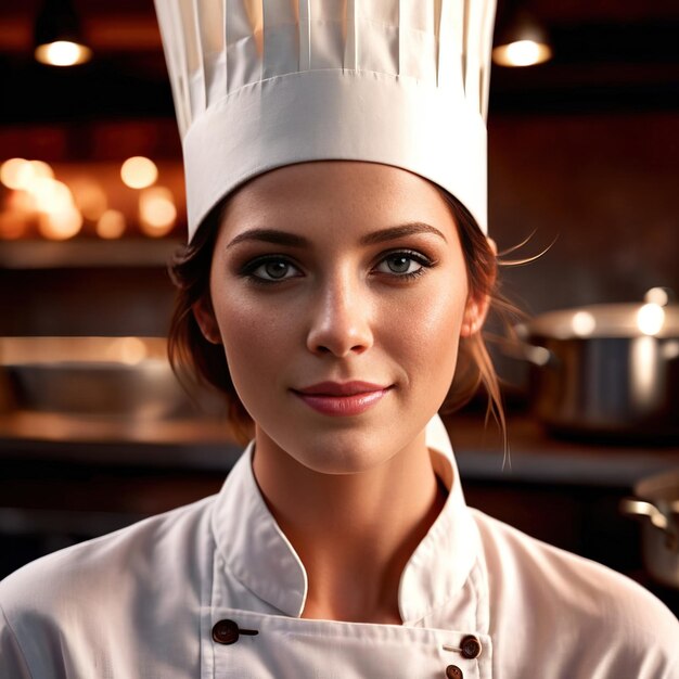 Photo woman chef smiling