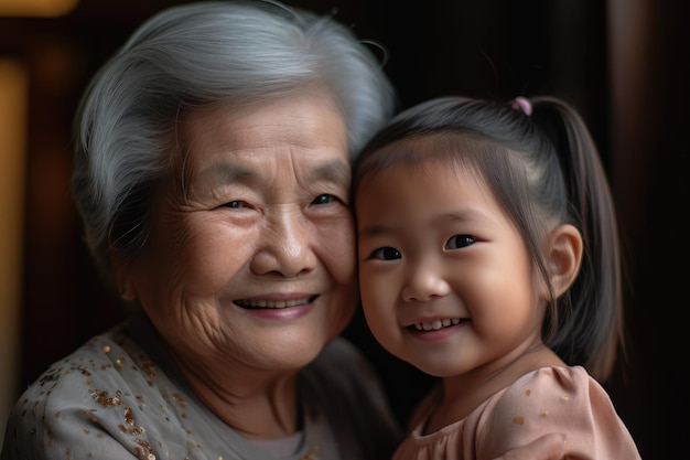 女性と子供が抱き合っている