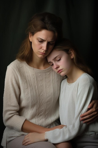 Photo a woman and a child are hugging each other