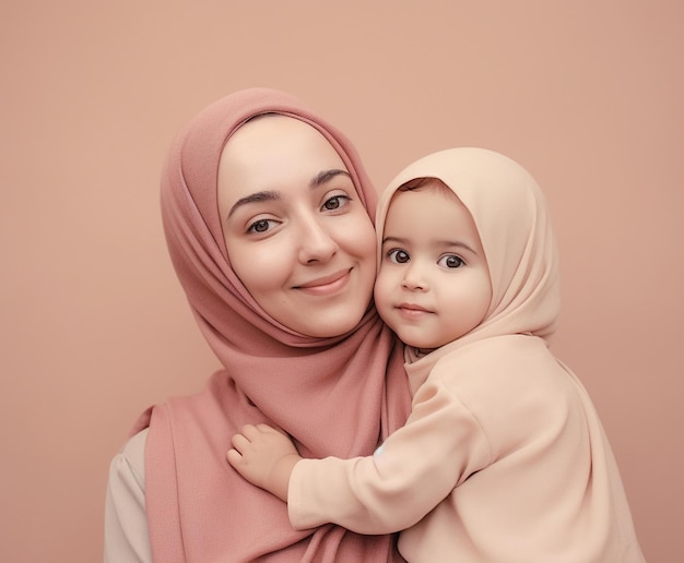 A woman and a child are hugging each other.