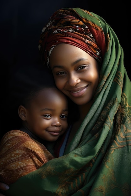 a woman and child smiling