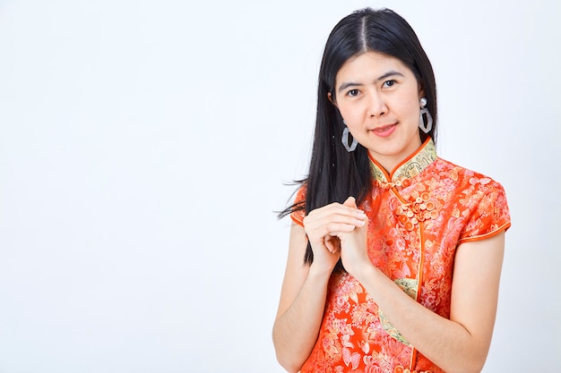 Woman in chinese dress new year