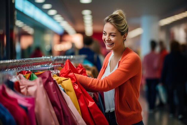 Woman choosing clothes in shopping