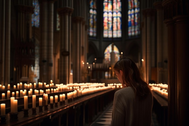 A woman in a church