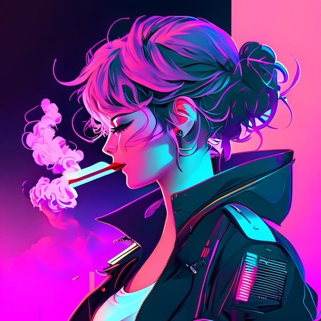 woman and cigarette illustration