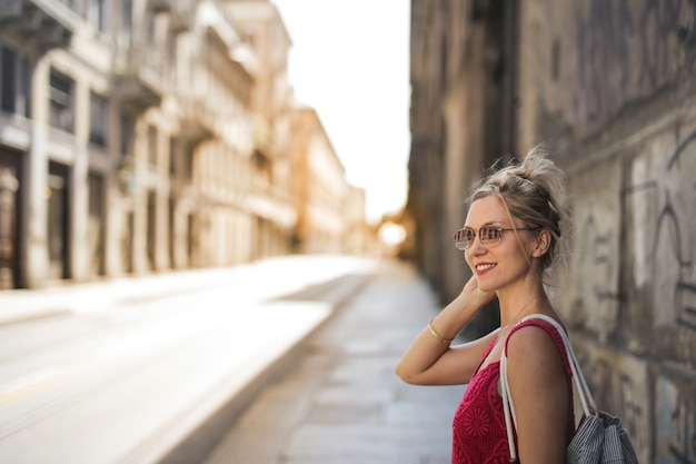 woman in a city