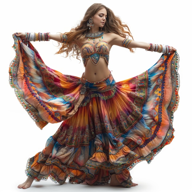 Woman in Colorful Belly Dance Outfit