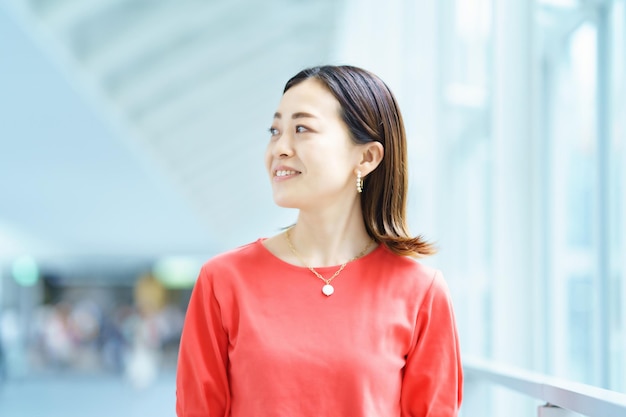 A woman commuting to work