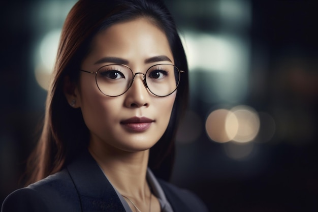 Woman confident corporate executive portrait happy office asian space businesswoman copy business Generative AI