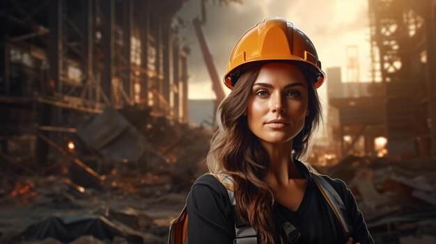 woman in construction area