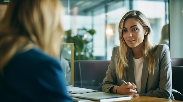 Foto donna che consulta un direttore finanziario femminile in banca