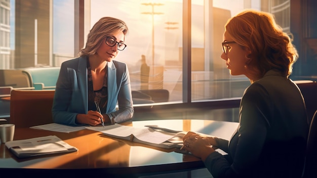 Woman consulting with a female financial manager at the bank